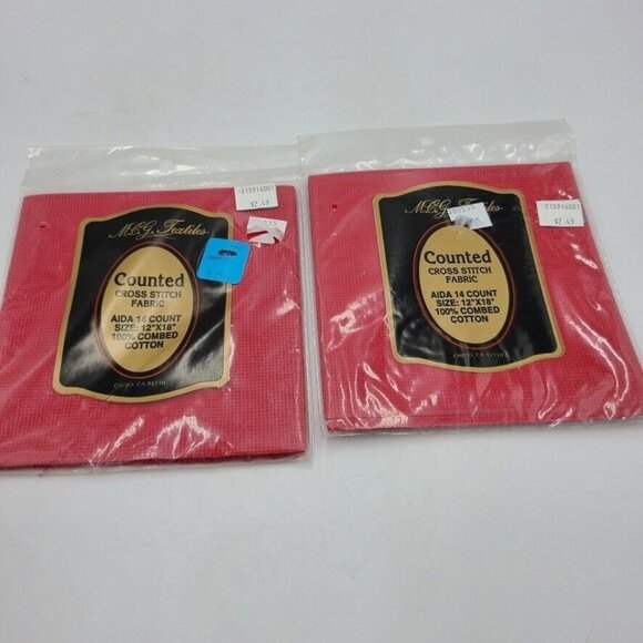 MCG Textiles Aida Cross Stitch Fabric 14 Count Red 12 x 8 New Lot 2 - Picture 1 of 4